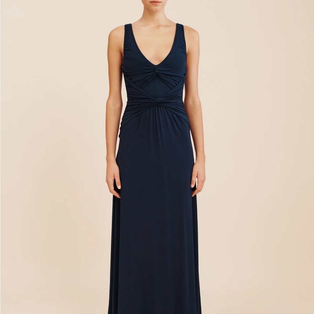 Posse Blue Sleeveless Scoop Neck Maxi Gown